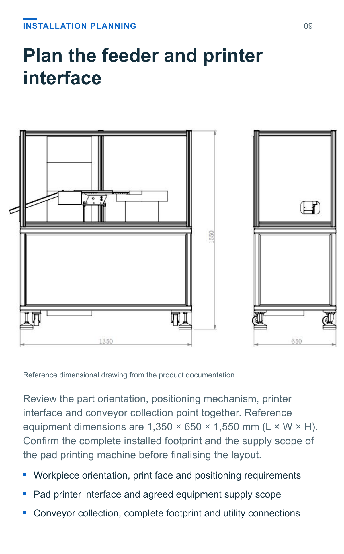 Automatic Feeding and Unloading System for Pad Printing Machines — installation planning