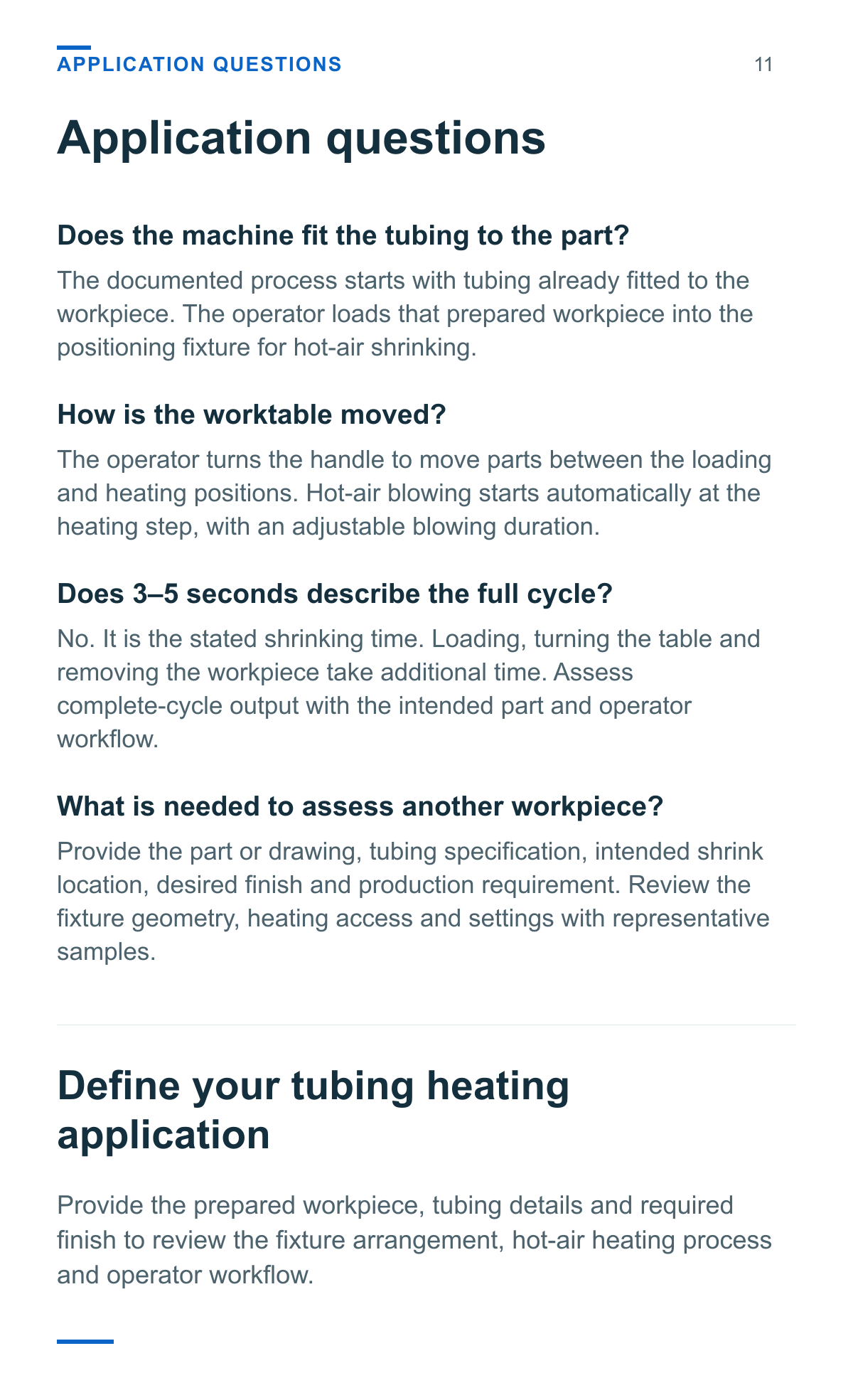 Heat Shrink Tubing Heating Machine — application questions