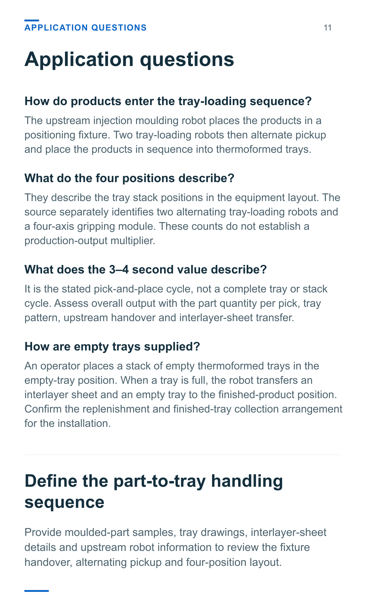 Tray Loading and Stacking Machine (Four Tray Stack Positions) — application questions