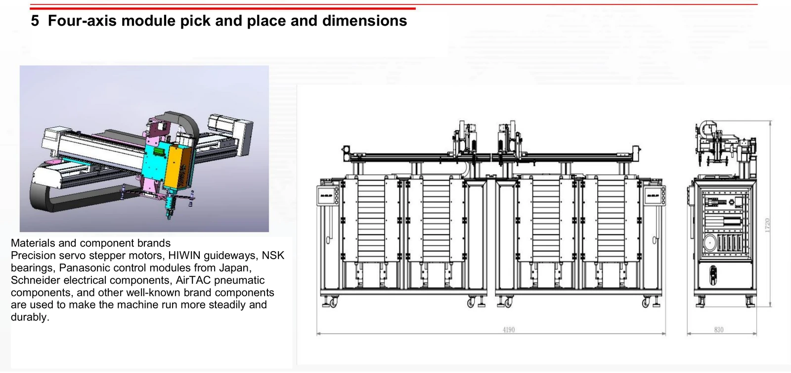 Tray Loading and Stacking Machine (Four Tray Stack Positions) — Dimension diagram with structure
