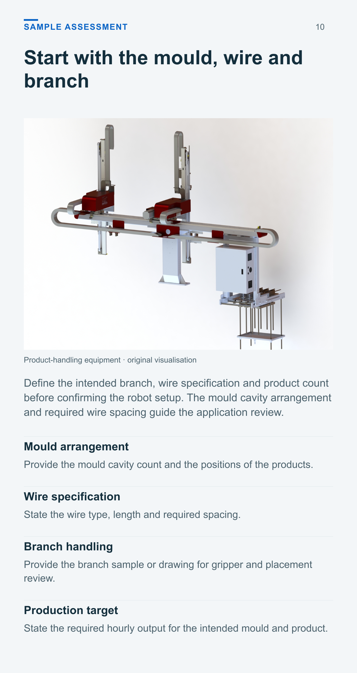 PE Christmas Tree Injection Molding Robot (Single-Level, 4-Output) — sample assessment