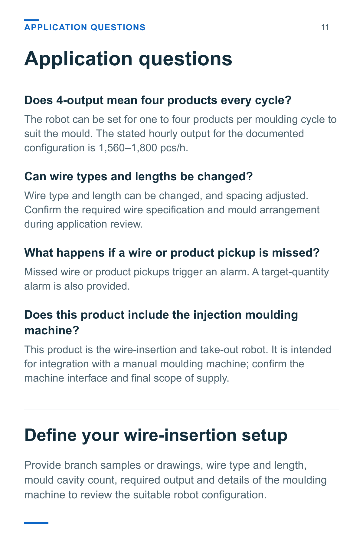 PE Christmas Tree Injection Molding Robot (Single-Level, 4-Output) — application questions