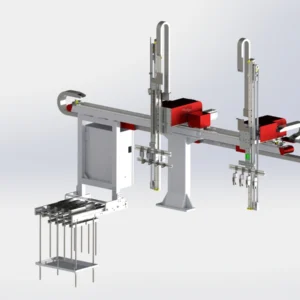 PE Christmas Tree Injection Molding Robot (Single-Level, 4-Output) — Front three quarter view A