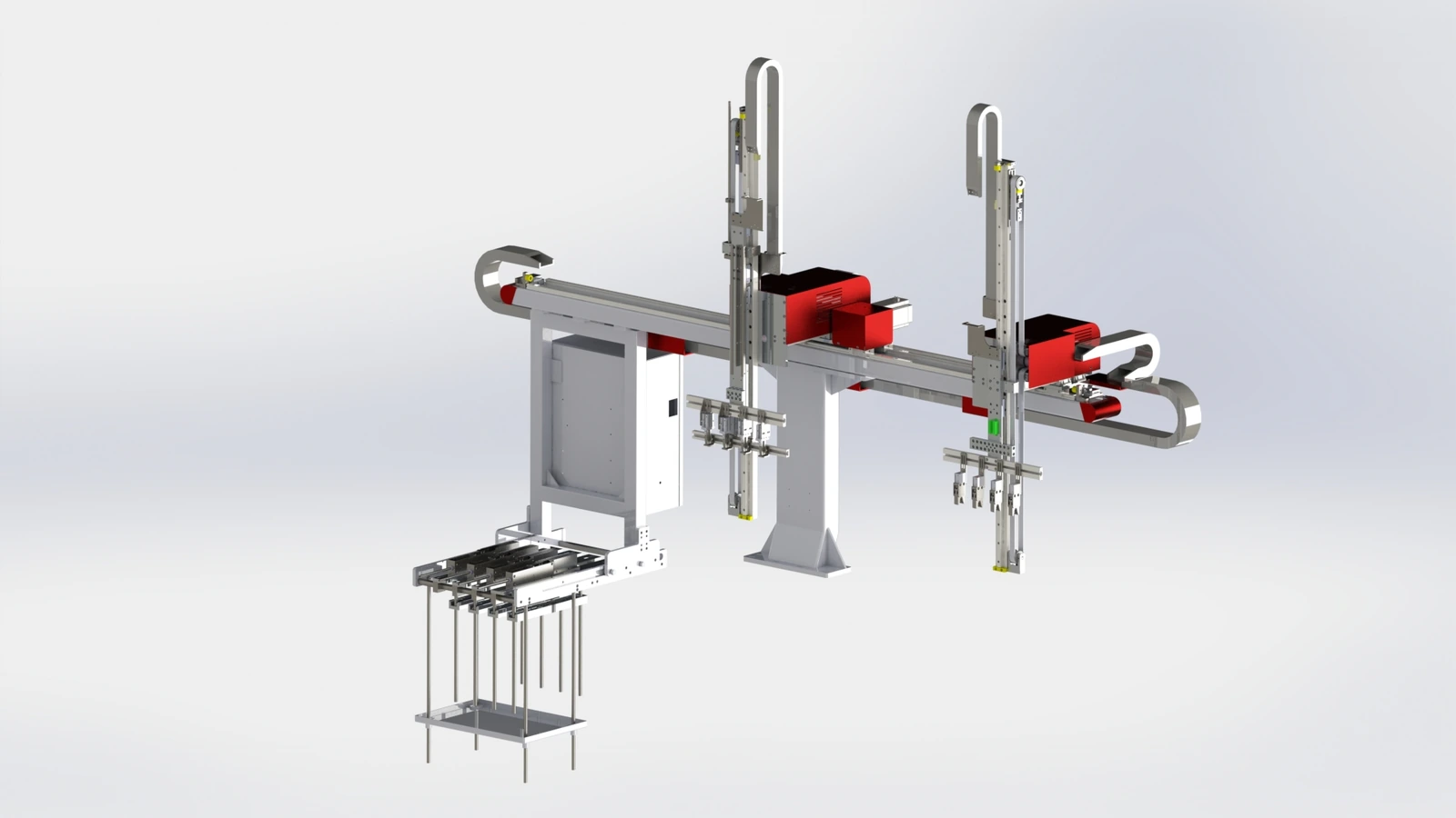 PE Christmas tree injection molding robot, single-level 4-output configuration
