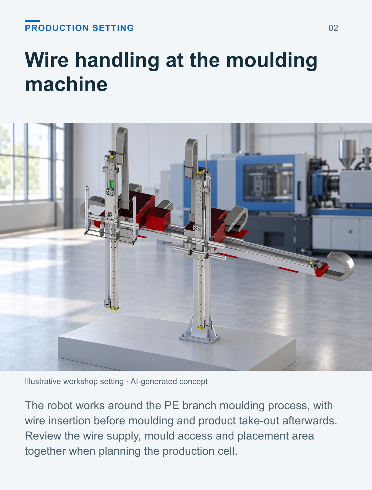 PE Christmas Tree Injection Molding Robot (Single-Level, 2-Output) — production setting