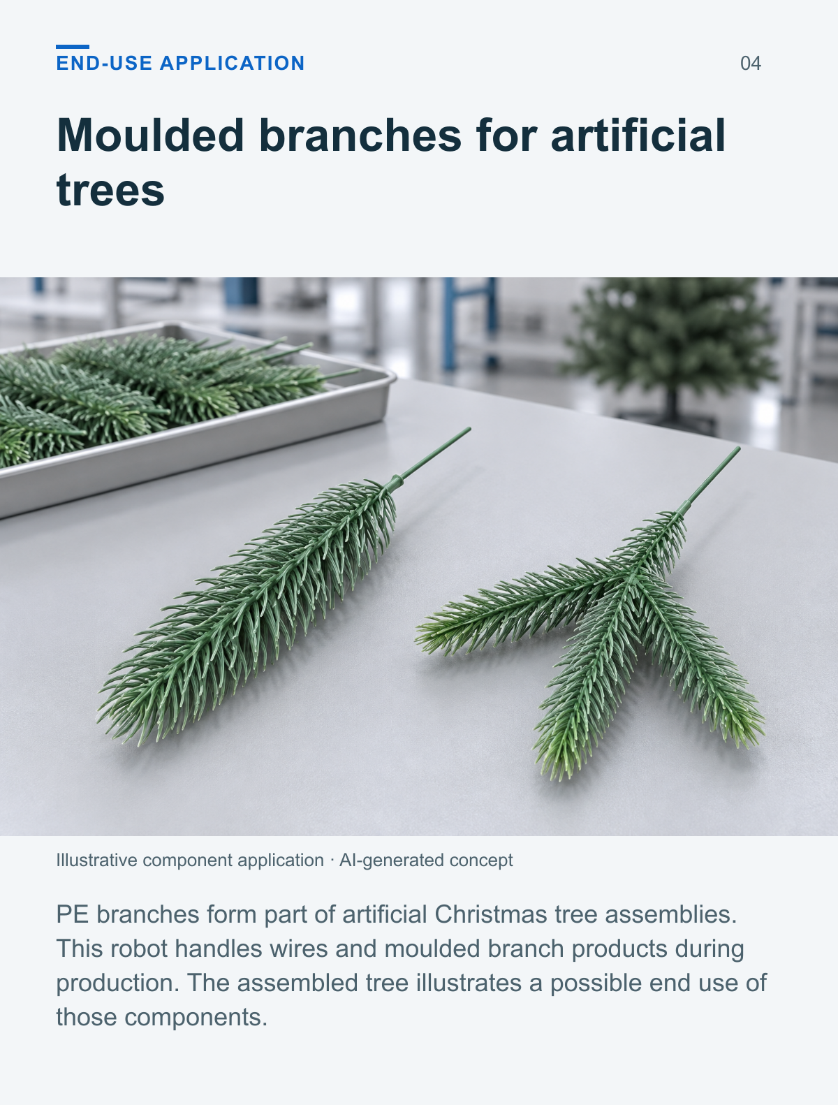 PE Christmas Tree Injection Molding Robot (Single-Level, 2-Output) — end use application