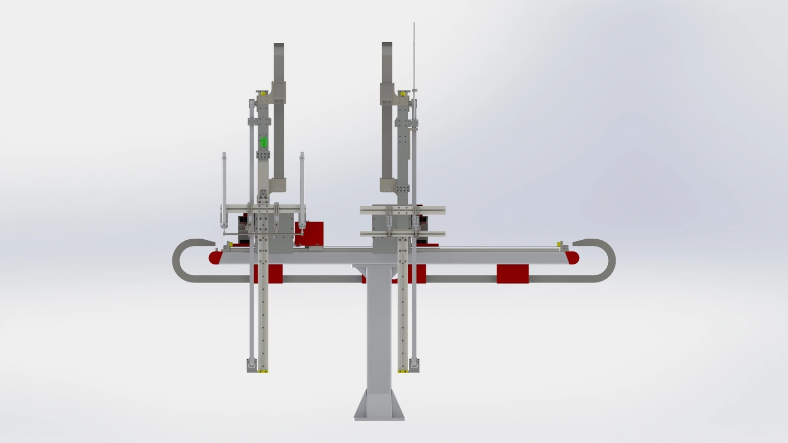 PE Christmas Tree Injection Molding Robot (Single-Level, 2-Output) — Front view