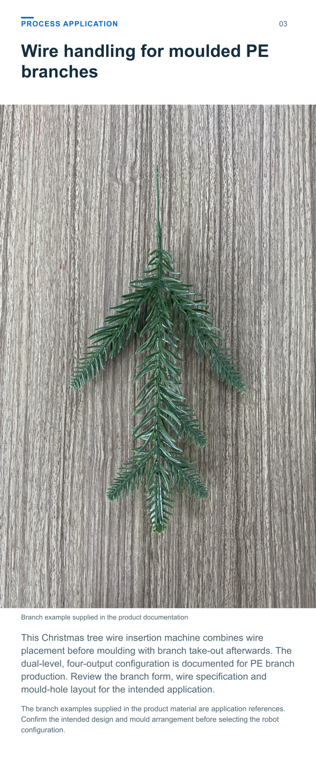 PE Christmas Tree Injection Molding Robot (Dual-Level, 4-Output) — process application