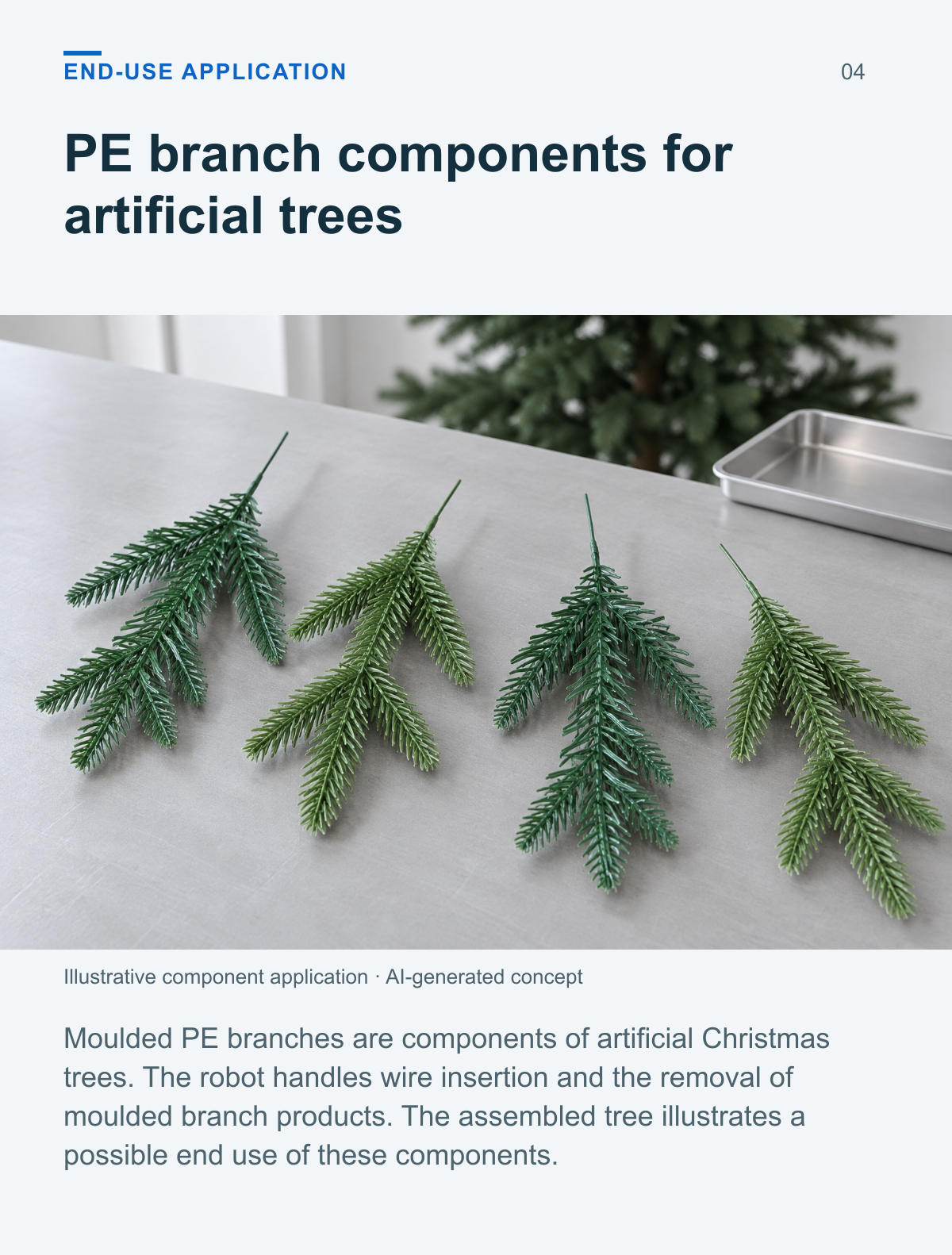 PE Christmas Tree Injection Molding Robot (Dual-Level, 4-Output) — end use application