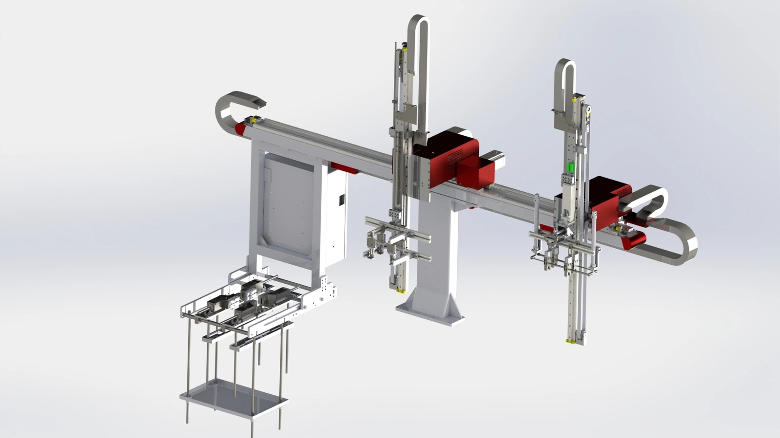 Dual-level 4-output PE Christmas tree injection molding robot