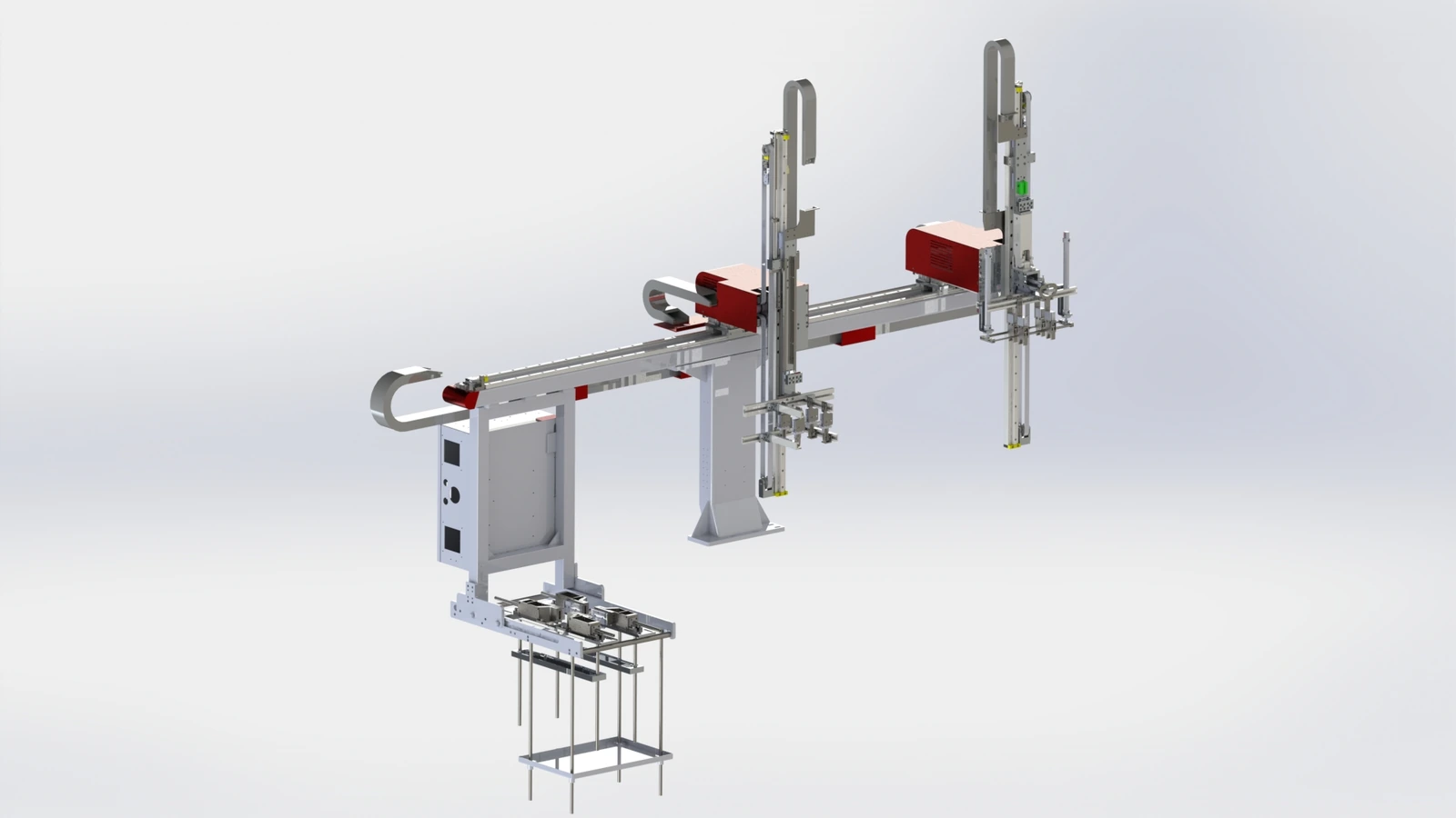 PE Christmas Tree Injection Molding Robot (Dual-Level, 4-Output) — Front three quarter view B