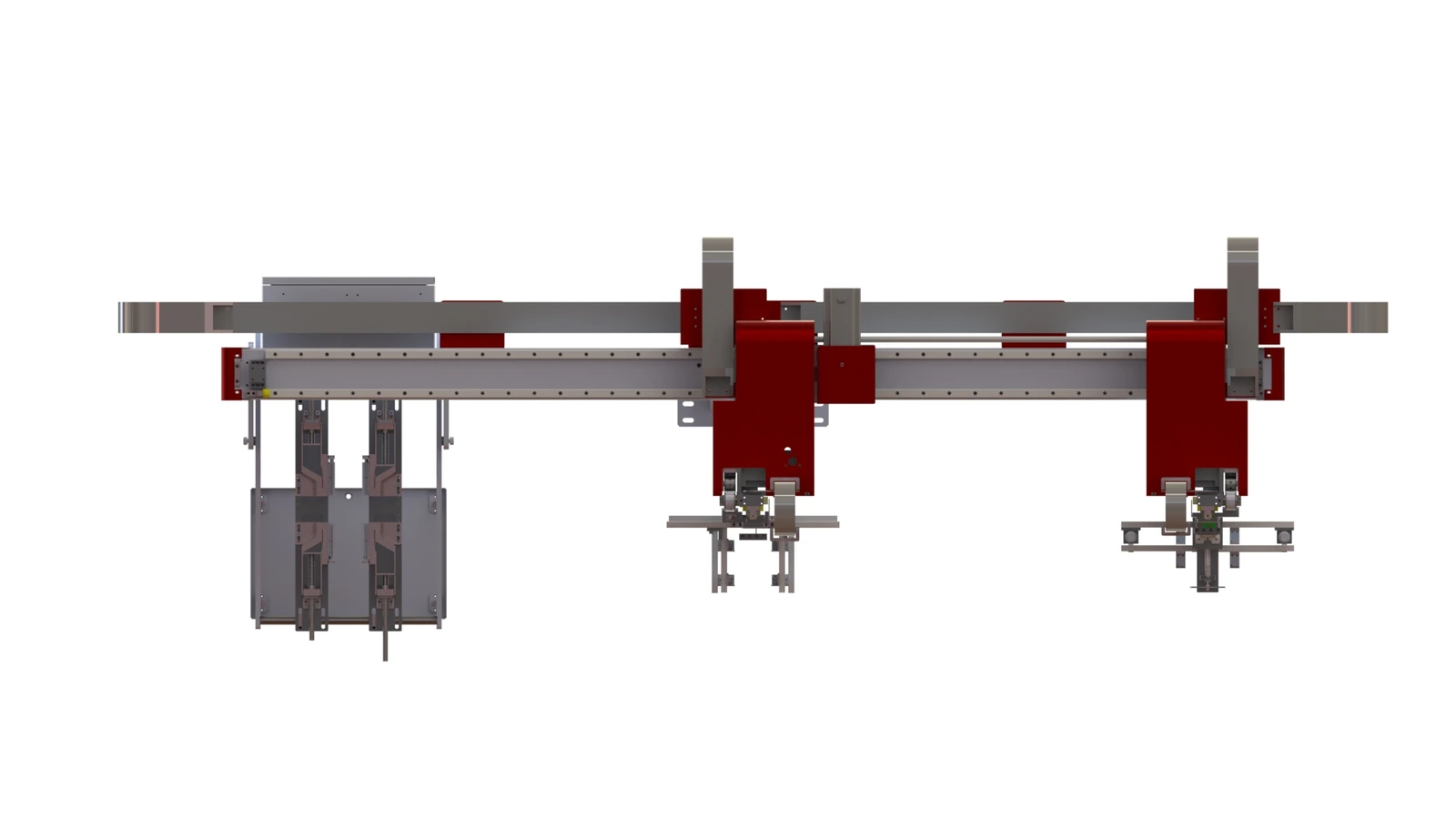 PE Christmas Tree Injection Molding Robot (Dual-Level, 4-Output) — Top view