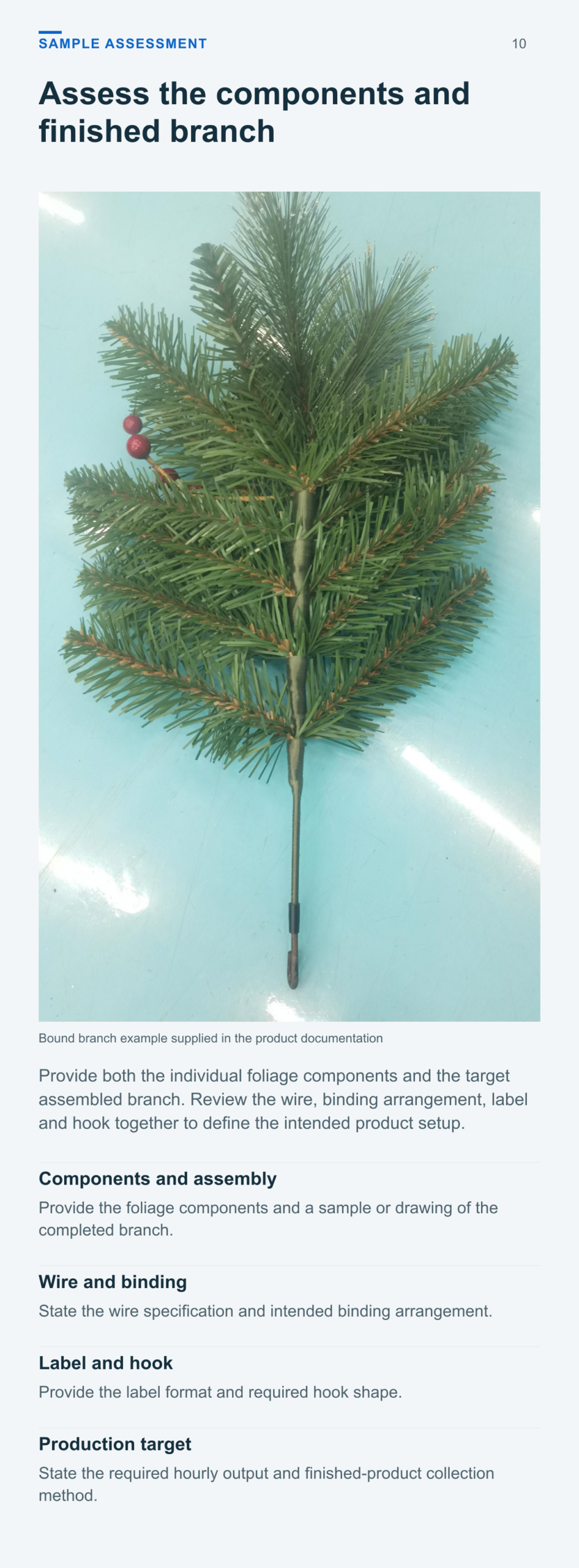 Artificial Christmas Tree Branch Binding Machine — sample assessment