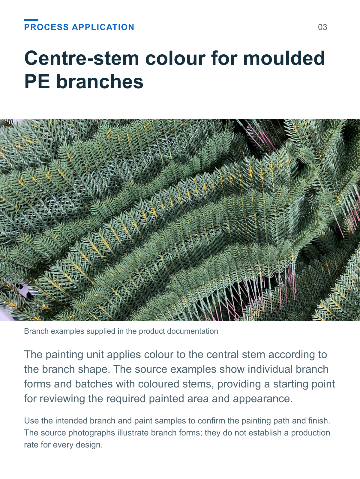 PE Christmas Tree Branch Painting Machine (Single-Level, 4-Output) — process application