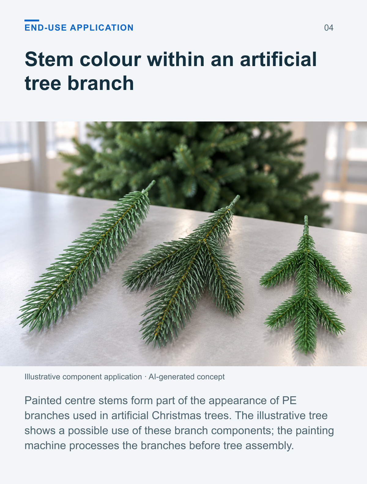 PE Christmas Tree Branch Painting Machine (Single-Level, 4-Output) — end use application
