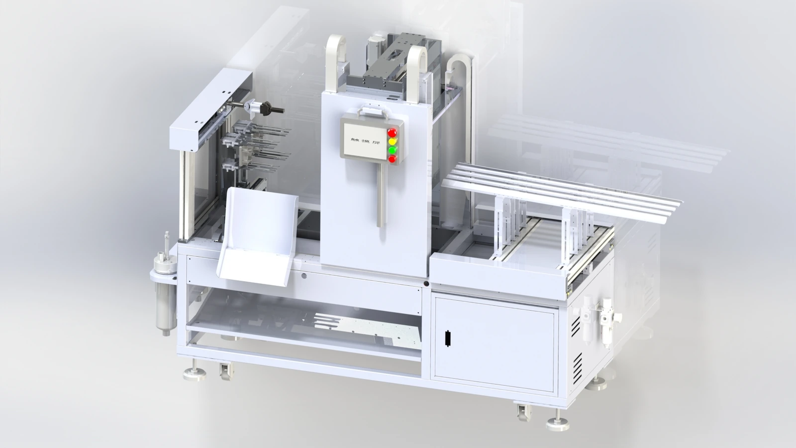PE Christmas Tree Branch Painting Machine (Single-Level, 4-Output) — Control panel side three quarter view