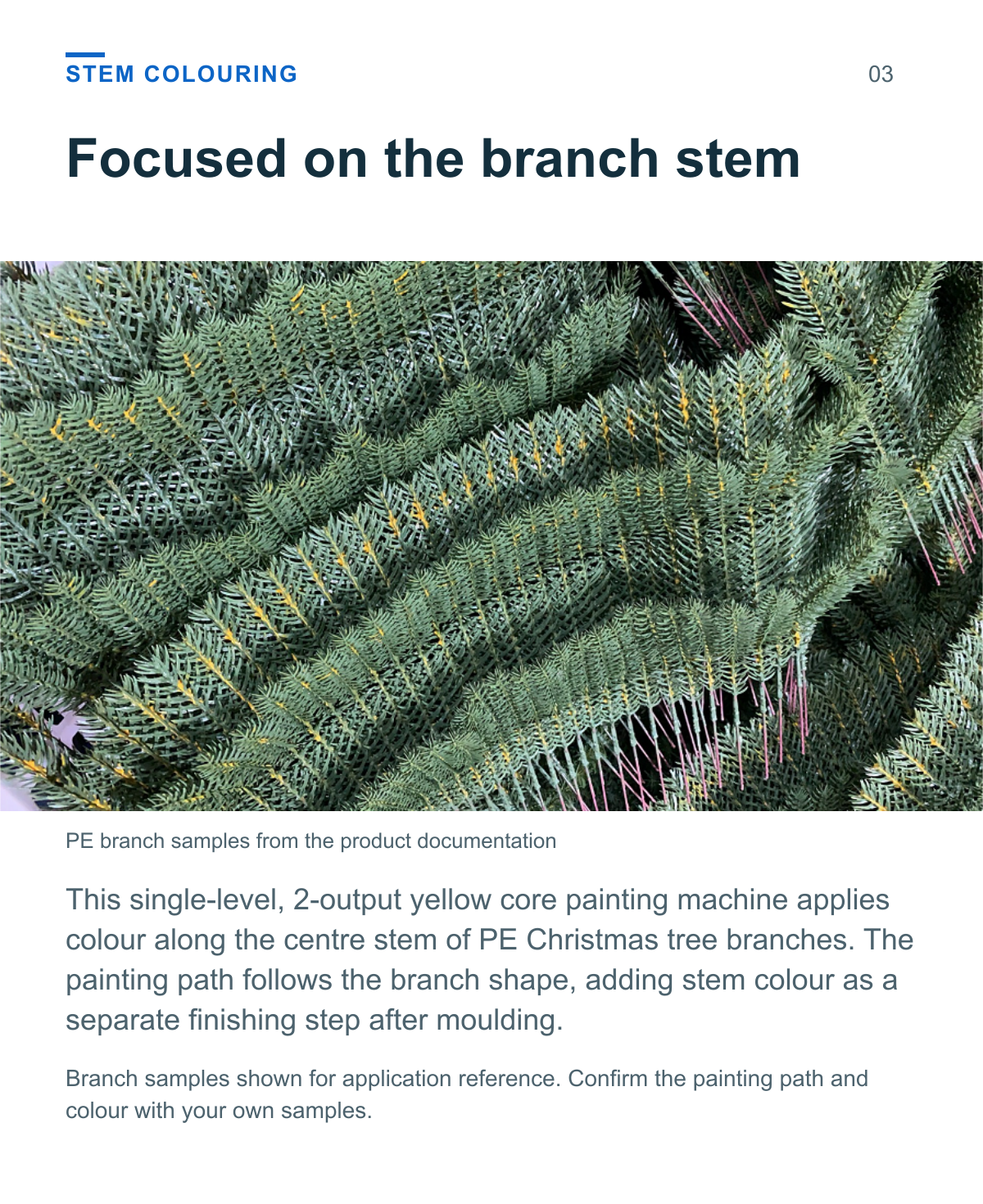 PE Christmas Tree Branch Painting Machine (Single-Level, 2-Output) — stem colouring