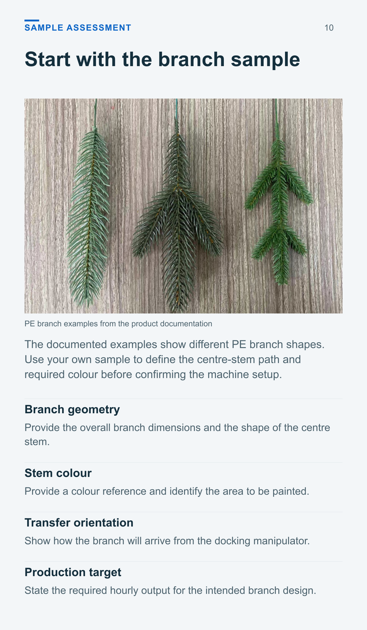 PE Christmas Tree Branch Painting Machine (Single-Level, 2-Output) — sample assessment